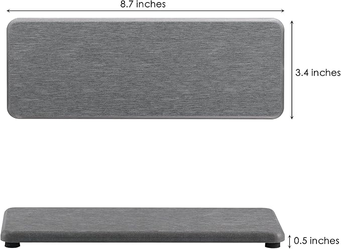 2 Pcs Water Absorbing Stone Trays, Kitchen/Bathroom Sink Soap Dish, Diatomite Tray Used for Hand Soap & Cosmetic Bottles in The Modern Home, 3.15" W x 8.7" L, Gray-NeatNest
