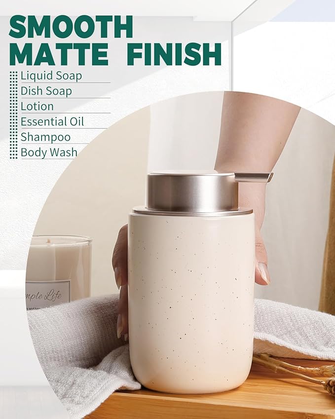 BosilunLife Lotion Pump Dispenser - Aprcot Soap Dispenser Bathroom Ceramic Dish Liquid Soap Dispenser for Kitchen, Bathroom Countertop Soap Dispensers (Apricot, Liquid Pump)-NeatNest