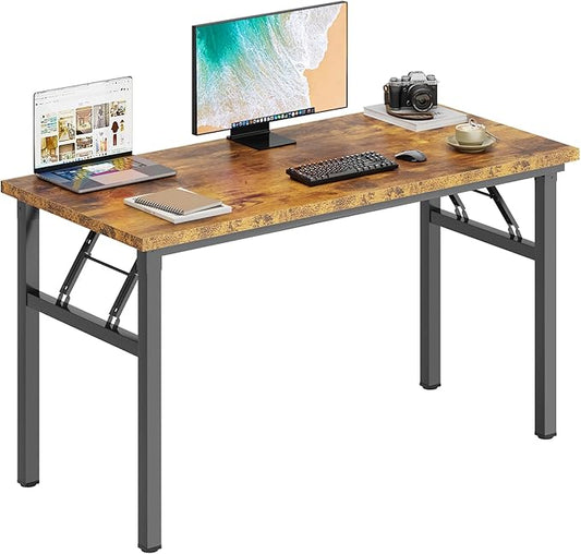DlandHome Folding Table Computer Desk Workstation Table Conference Table Home Office Desk, Fully Assembled (47 Inches, Retro)-NeatNest