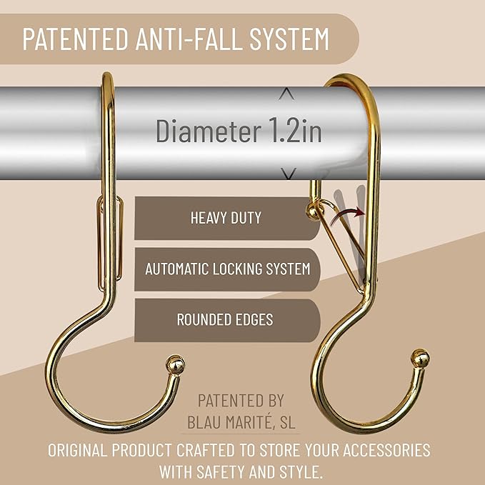 6 Purse Hanger for Closet. Tote Hanger. S-Shaped Hooks S Hooks Twist Design. Anti Drop S-Shaped Hook for Hanging Handbags with Safety Buckle to Prevent Falls. Heavy Duty. (Gold, Twisted)-NeatNest