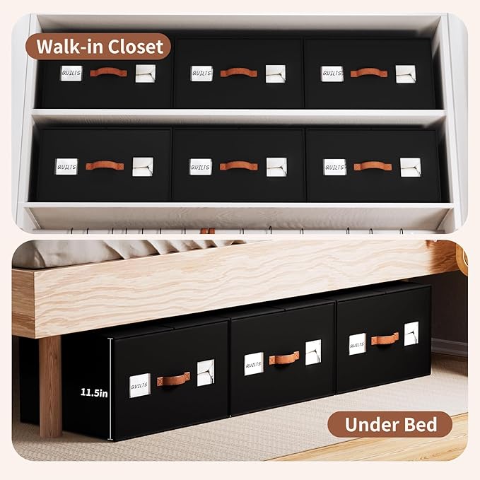 2 Pack Large blanket Storage Organizers, 70L black comforter storage bags with Reinforced Walls ，Foldable 21"x18"x11" Space-Saving Design for Bedding Storage & sheet Organize-NeatNest