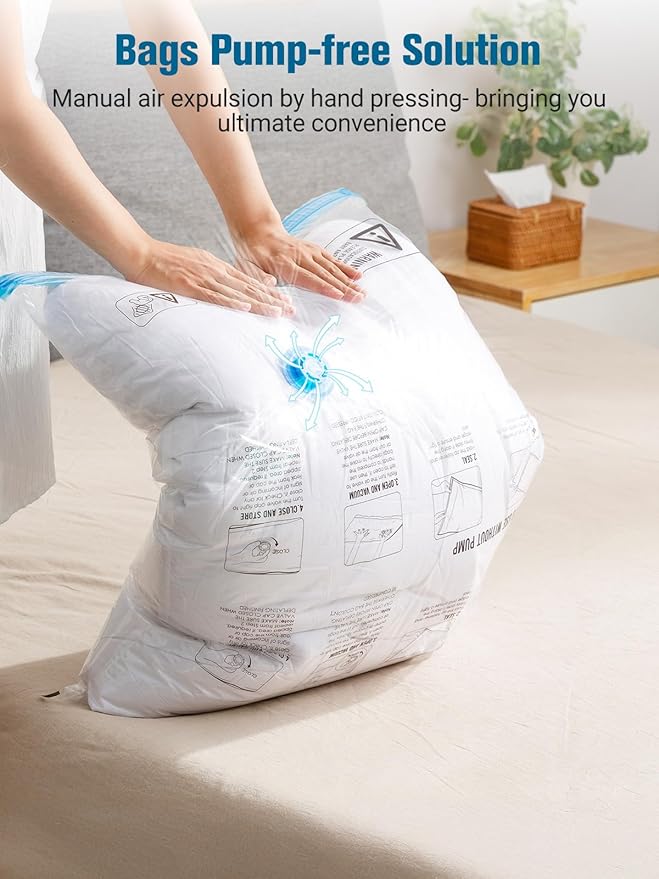 Vacuum Storage Bags with Electric Pump, New Air Valve Combo 32 Pack Vacuum Space Saver Bag, Vacuum Sealer Bags for Clothes, Clothing, Pillows, Comforters, Blankets, Quilt, Travel, Two Compressing Ways-NeatNest