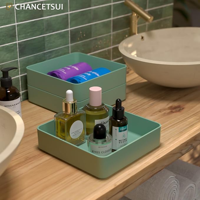 CHANCETSUI Square Makeup Countertop Organizer Holder : Stackable Vanity Trays for Bathroom Storage-NeatNest