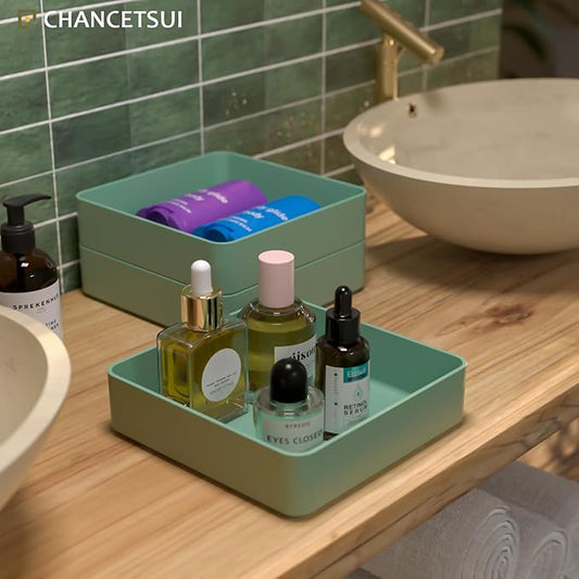 CHANCETSUI Square Makeup Countertop Organizer Holder : Stackable Vanity Trays for Bathroom Storage-NeatNest