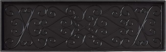Anji Mountain AMB0BT4F-001 Black Rubber Boot/Shoe Tray with Coir, Fits 4 Pair (46.5" Wide), Tan Insert