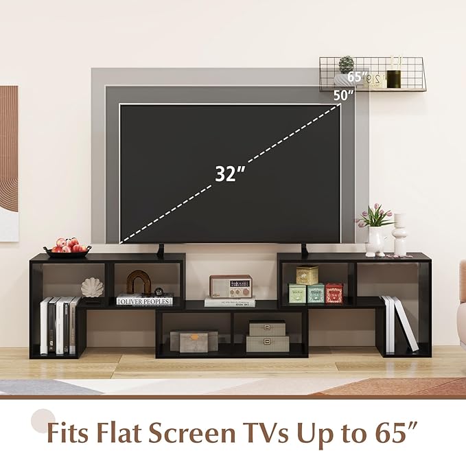 Giantex Free-Combination TV Stand for Bedroom - Entertainment Center for 50 55 60 65 Inch TV, 3-Piece Media Console Table with Storage Cubes, Deformable Open Storage Bookcase Shelf (Black)-NeatNest