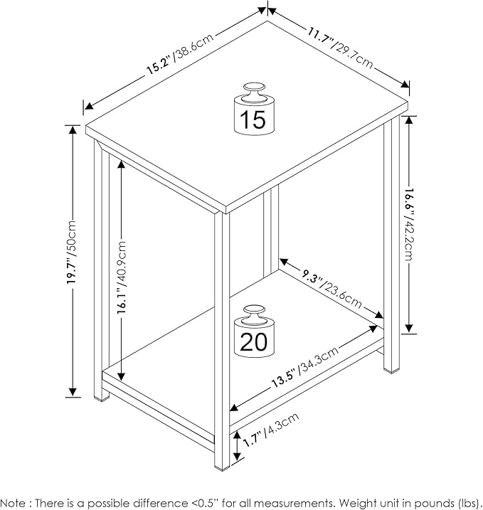 Furinno Simplistic Metal Frame End Table, 1-Pack, Amber Pine-NeatNest