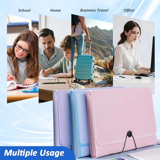Expanding File Folder with Labels,File organizer 13 Pockets File Organizer Accordion Filing Folder Expandable File Folder,Portable Bill Receipt Organizer for Home School Office Supplies,Letter A4 Size