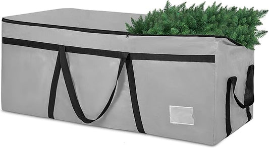 4.5 ft Christmas Tree Storage Bag, Heavy Duty Christmas Tree Bag with Reinforced Handles and Dual Zippers Wide Opening, Large Capacity fits for Artificial Christmas Tree (Grey, 4.5 ft)-NeatNest