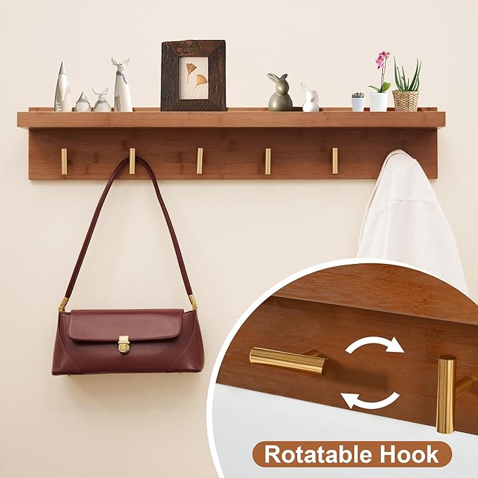 Hall Tree with Bench and Shoe Storage, Coat Rack Shoe Bench Set with Seat Cushion and 6 Hooks for Entryway, Hallway, Living Room and Bedroom-NeatNest