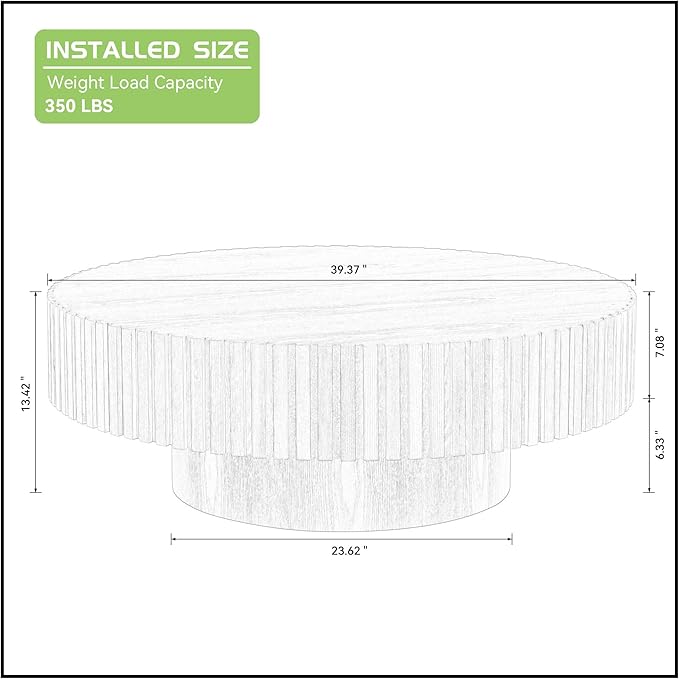 KEVINSPACE Black Round Coffee Table for Living Room Wood CoffeeTableRound Wood CoffeeTabl CircleCoffeeTable Modern Farmhouse Center TableCoffee Table Home Furniture 39.37"
