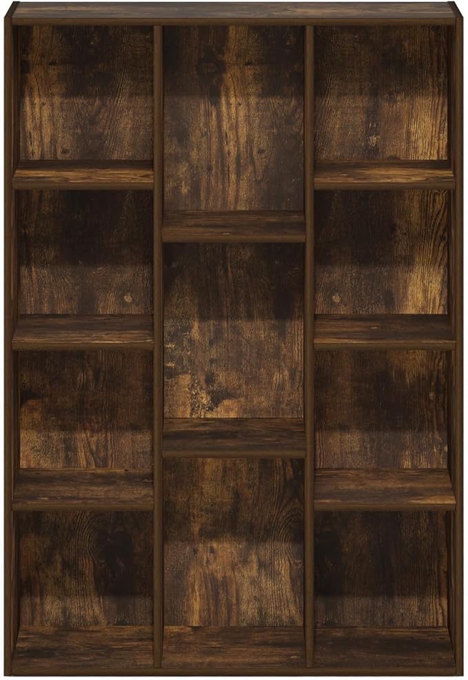 Furinno Luder 11-Cube Open Shelf Bookcase, Bookshelf, Amber Pine-NeatNest