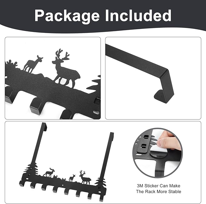 2 Pack Over Door Clothes Hanger Shower Room Over Door Hooks Black 8 Hooks