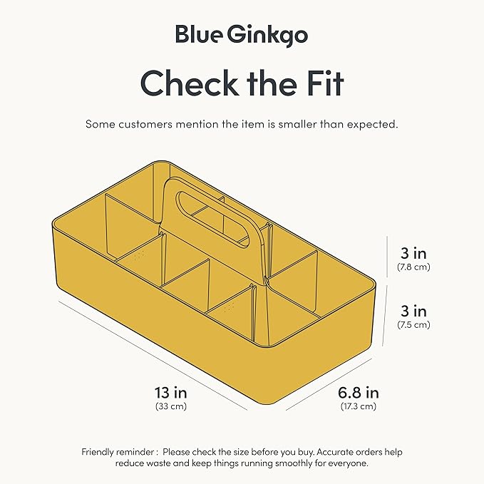 BLUE GINKGO Stackable Organizer Caddy – Korean-Made Portable Tote for Bathroom, Office, Crafts, or School Supplies (Long Rectangle, Yellow)-NeatNest