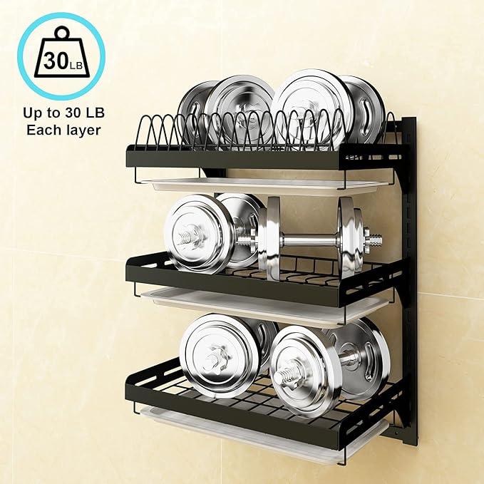 Wall Mounted Stainless Steel Dish Drying Rack Fruit Vegetable Storage Basket with Drainboard and Hanging Chopsticks Cage Knife Holder Kitchen Supplies Shelf Utensils Organizer (3-Tier)