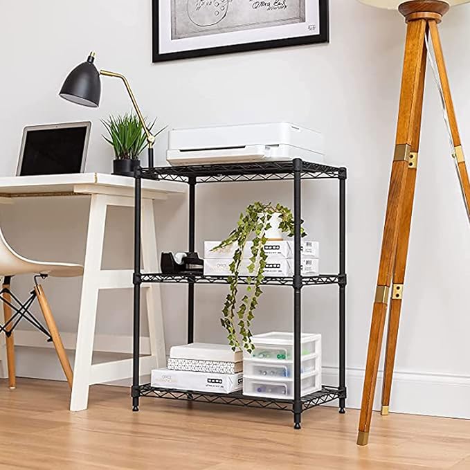 3 Tier Wire Shelving Unit, Adjustable Wire Rack, Metal Storage Shelves for Kitchen, Pantry, Laundry, Bathroom, Closet (13.5" D x 23" W x 31.5" H, Black)