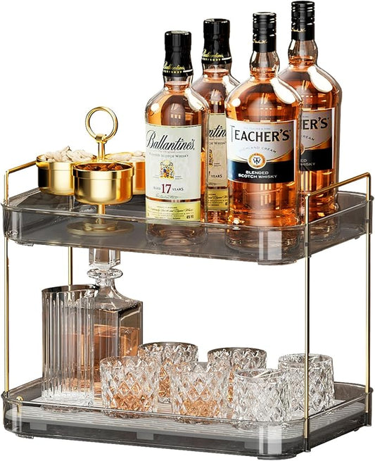 Seoneiro Whiskey Tray, Glass Cup Rack, Mug Holder, Coffee Cup Organizer, Bathroom Countertop Organizer With Drain Board, Wine Glass Decorative Holder, Food Tray, Kitchen Spice Rack