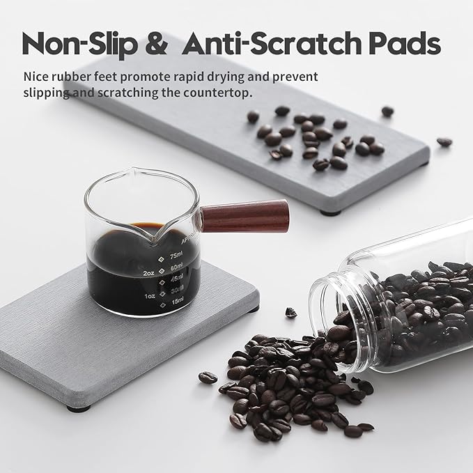 3PCS Bathroom Sink Vanity Trays, Quick Stone Drying Mat Dish Soap Dispenser Sponge Holder for Kitchen Counter, Diatomaceous Earth Water Absorbing Caddy Organizer, Light Grey-NeatNest