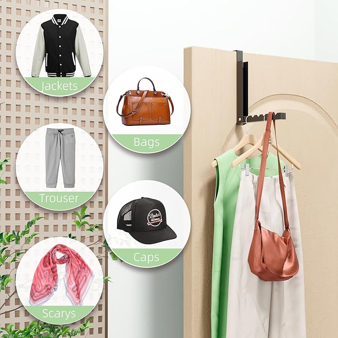 4 Pack Over The Door Hanger, Folding Over The Door Drying Rack for Laundry,Overdoor Hanger Hook,Small Clothes Drying Rack for Dorm Portable Black