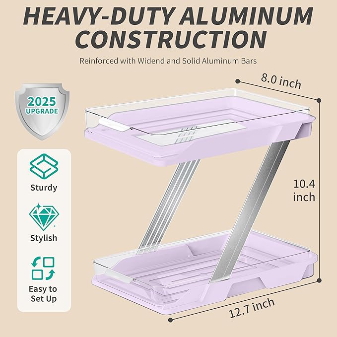 3 Pack Bathroom Organizers and Storage - Multi-Purpose,2-Tier Clear Pull Out Organization for Bathroom,Under Sink,Kitchen,Vanity,Countertop,Cabinet,Pantry & Medicine Cabinet,Pink-NeatNest