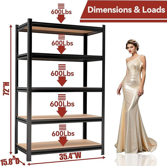Bookshelf, 5 Tier Bookshelves, Tall Book Shelf For CDs/Movies/Books, Bookcase Shelf Storage Organizer, Wooden Book Shelf For Bedroom/Living Room/Home, Modern Light Brown (wooden-72"H*35.4"W*15.8"D)-NeatNest