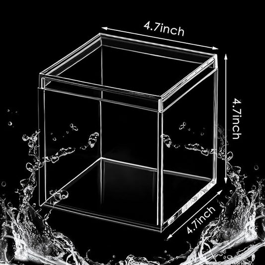 Blulu 8 Pieces Clear Acrylic Plastic Jewelry Box Mini Storage Box Mini Cube Containers with Lids for Candy Pill and Tiny Jewelry(Square,4.72 x 4.72 x 4.72 Inch)-NeatNest