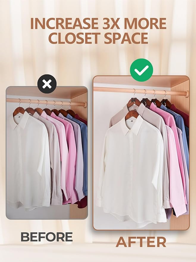 HOUSE DAY Space Saving Hangers 100 Pack, Clothes Hanger Connector Hooks, Heavy Duty Closet Space Saver, Small Space Solutions, Cascading Dorm Room Closet Organizer and Storage - Black-NeatNest