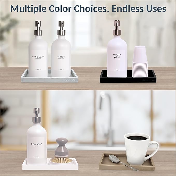 Countertop and Vanity Tray - Small 7.7" Silicone Tray for Soap Dispenser Bottles, Bathroom Trays, Kitchen Sink Soap Trays, Sink Caddy Kitchen Sinks Organizer, Soaps Dish & Sponge Holder Mat-NeatNest