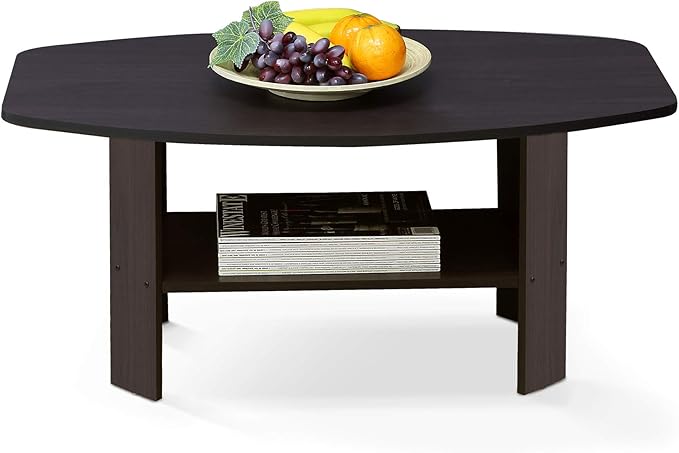 Furinno Simple Design Coffee Table, Dark Walnut-NeatNest