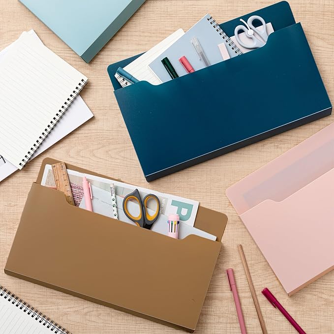 Fuutreo 6 Pcs Magnetic Wall File Organizer Magnetic Wall File Holder Refrigerator Magazine Holder for Mail Letters Paper(Mocha Mousse Color,8.3 x 13.8 Inch,Horizontal)