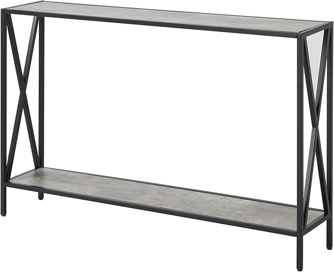 Convenience Concepts Tucson Console Table 47.25" - Modern Sofa Table with Storage Shelf, Entryway Hall Table for Living Room, Faux Birch/Black-NeatNest