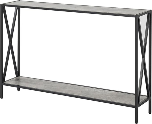 Convenience Concepts Tucson Console Table 47.25" - Modern Sofa Table with Storage Shelf, Entryway Hall Table for Living Room, Faux Birch/Black-NeatNest