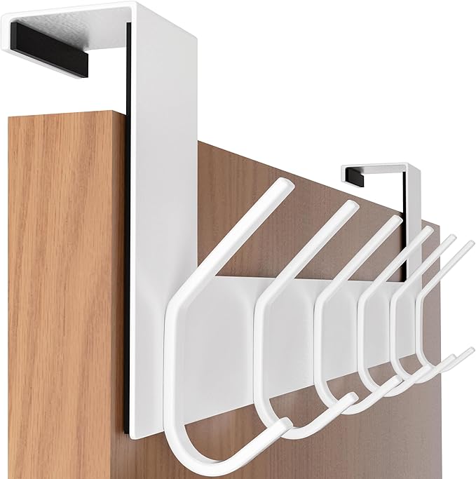 SKOLOO Over The Door Hook - White, No Assembly Required, Stainless Steel, Door Coat Rack for Entryway, Over Door Towel Hooks for Bathroom, Coat Hooks for Hanging Coats, Backpack, Jacket, Robes