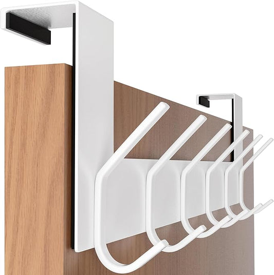 SKOLOO Over The Door Hook - White, No Assembly Required, Stainless Steel, Door Coat Rack for Entryway, Over Door Towel Hooks for Bathroom, Coat Hooks for Hanging Coats, Backpack, Jacket, Robes