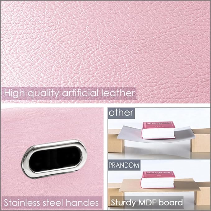 PRANDOM Leather Foldable Cube Storage Bins 11x11 inch [4-Pack] Fabric Storage Baskets Cubes Drawer with Cotton Handles Organizer for Shelves Nursery Closet Bedroom Clothes Pink-NeatNest