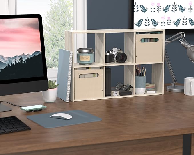 ClosetMaid 5430 Mini 6-Cube Desktop or Wall Mount Organizer, Bleached Walnut-NeatNest