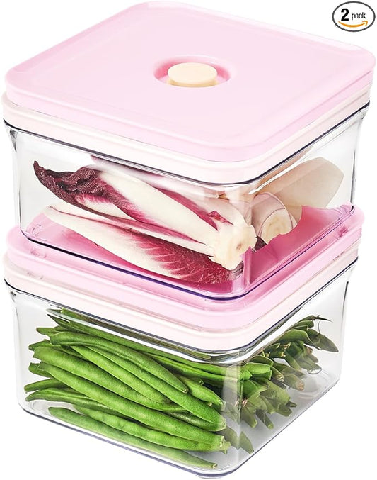 Premium Airtight Food Storage Containers ROSE Square 1.48qt 2P/SET, Patented Double Silicone Lining, 100% Leak Proof, BPA-FREE
