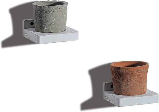 Freezing point Small Floating Shelves for Wall Set of 2 Natural Wood 4Inch Mini White Wall Shelf Decor Plant Display Collectibles Mounted Kitchen Bathroom Bedroom Corner Decorative Storage Tiny Stand-NeatNest