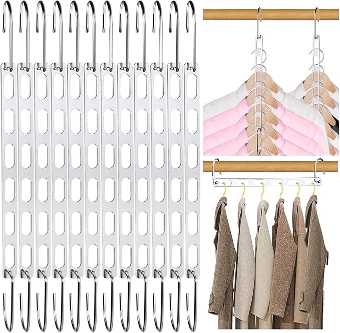 12 Pack Space Saving Hangers for Clothes, Collapsible Metal Hangers Organizer, Clothes Space Savers, Closet Organizers and Storage, Dorm Room Essentials-NeatNest