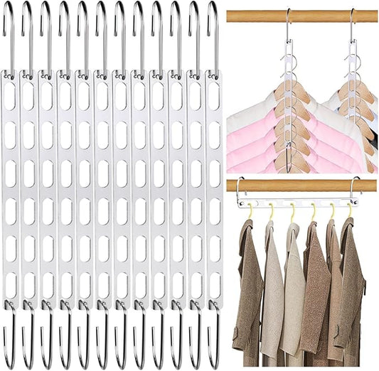 12 Pack Space Saving Hangers for Clothes, Collapsible Metal Hangers Organizer, Clothes Space Savers, Closet Organizers and Storage, Dorm Room Essentials-NeatNest
