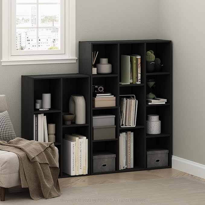 Furinno Luder 5-Cube Reversible Open Shelf, Blackwood-NeatNest