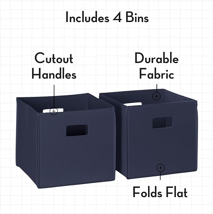 RiverRidge Folding Storage Bins with Handles Navy Cube Storage Organizer for Closet, Bedroom & Playroom - Closet Organizers and Storage Set of 4-NeatNest