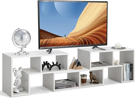 GOFLAME 3 Pieces TV Console Stand, Modern Entertainment Center for 50 55 60 65 Inch Flat Screen TV, Free Combination Bookcase for Storage & Display, Suitable for Living Room, Bedroom (White)-NeatNest
