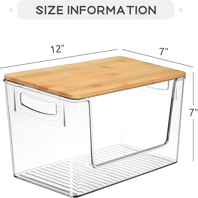 Acrylic Paper Towel Holder with Bamboo Lid, Kitchen Under Sink Organizers and Storage Trash Bag Holder Dispenser
