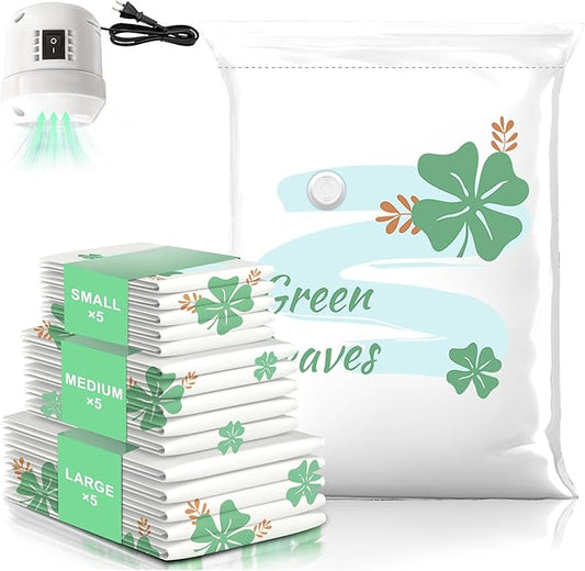 15 Pack Vacuum Storage Bags for Clothing Travel with High Pressure Electric Pump, 3 Sizes Large/Medium/Small Space Saver Bag Vacuum Sealed for Luggage Blankets, Vacuum Seal Bag for Bedding Comforters-NeatNest