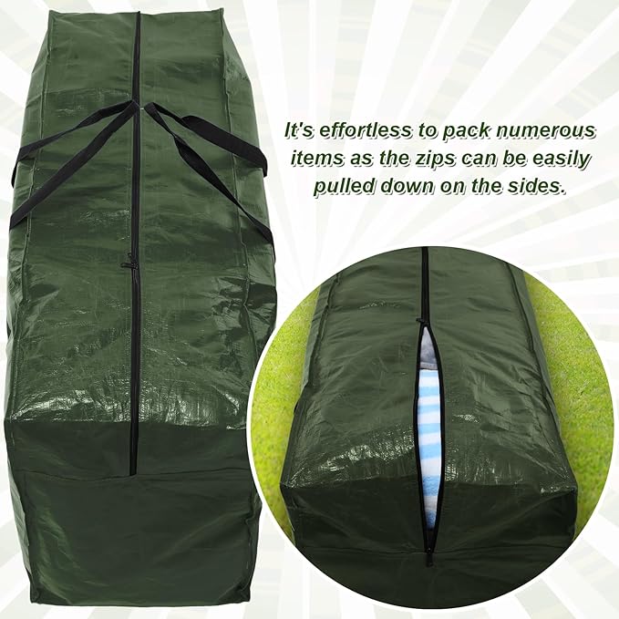 2 Pcs 66 Gallon Extra Large Moving Bags Storage Bags with Zipper and Handles Heavy Duty Duffle Bag Foldable Tote Bag for College Dorm Travel Clothes Blankets Bedding Moving(Army Green)