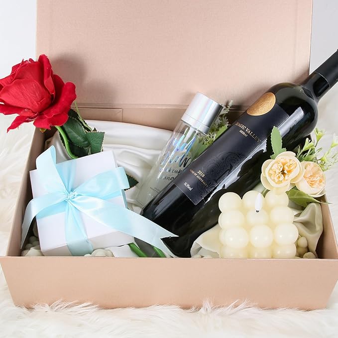 Aimyoo Gold Collapsible Gift Box with Magnetic Closure Lids 13.8x9x4.3 in, Large Bridesmaid Groomsman Proposal Boxes, Rectangle Present Box for Graduation Birthday Storage 1 Pack-NeatNest