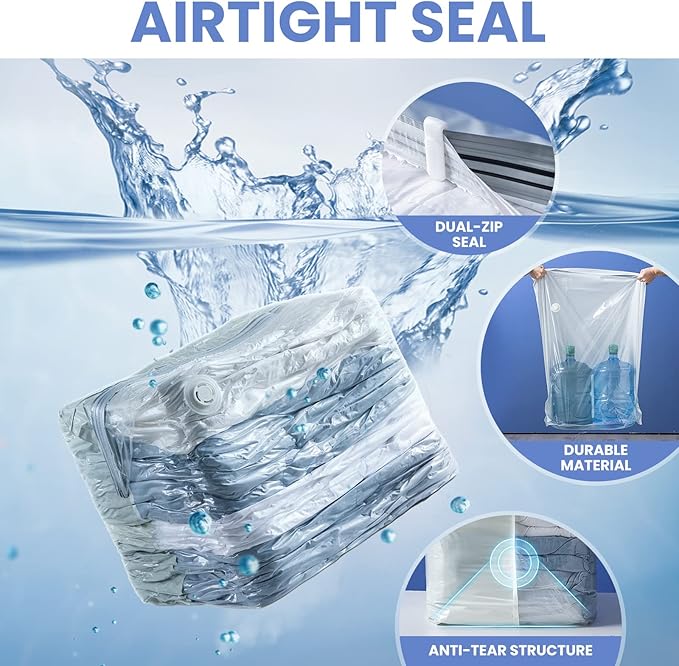8 Pack Vacuum Storage Bags, Jumbo Cube 31x40x15 Inch, Extra Large Vacuum Seal Bgas for Comforters, Blankets, Pillow, Quilts, Space Saver Clost Oragnization, Clear-NeatNest