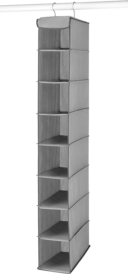 Whitmor Hanging Shoe Shelves - 8 Section - Closet Organizer - Grey-NeatNest
