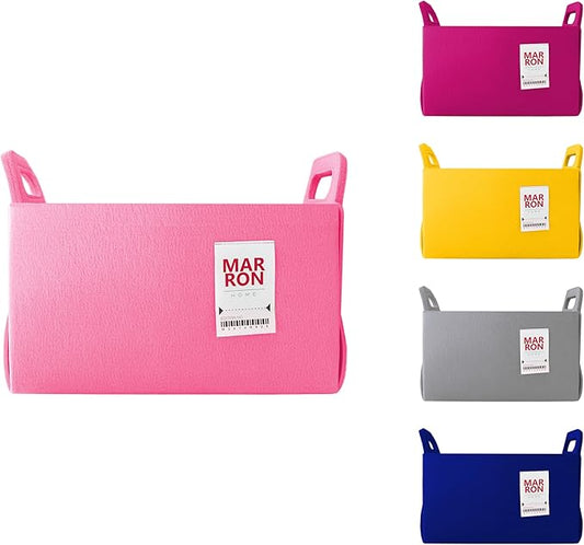 Collapsible Pink Felt Storage Bin Medium 11"x7.1"x7.1" – Foldable Basket with Handles for Closet, Toy Storage, Laundry Room Organization, Decorative Storage Bins for Shelves, Cube Storage-NeatNest